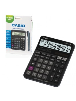 Калькулятор настольный CASIO DJ-120DPLUS-W (192х144 мм), 12 разрядов, двойное питание, черный, DJ-120DPLUS-W-E