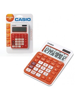 Калькулятор CASIO настольный MS-20NC-RG-S, 12 разрядов, двойное питание, 150х105 мм, блистер, белый/оранжевый, MS-20NC-RG-S-EC