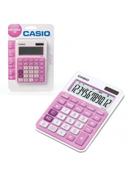 Калькулятор CASIO настольный MS-20NC-PK-S, 12 разрядов, двойное питание, 150х105 мм, блистер, белый/розовый, MS-20NC-PK-S-EC