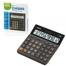 Калькулятор настольный CASIO DH-12-BK-S, КОМПАКТНЫЙ (159х151 мм), 12 разрядов, двойное питание, черный/серый, DH-12-BK-S-EP