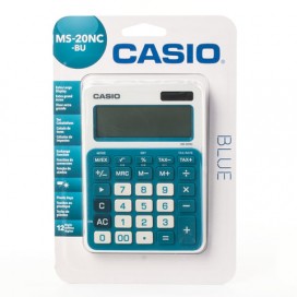 Калькулятор CASIO настольный MS-20NC-BU-S, 12 разрядов, двойное питание, 150х105 мм, блистер, белый/голубой, MS-20NC-BU-S-EC