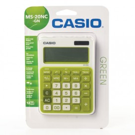 Калькулятор CASIO настольный MS-20NC-GN-S, 12 разрядов, двойное питание, 150х105 мм, блистер, белый/зеленый, MS-20NC-GN-S-EC