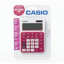 Калькулятор CASIO настольный MS-20NC-RD-S, 12 разрядов, двойное питание, 150х105 мм, блистер, белый/красный, MS-20NC-RD-S-EC