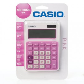 Калькулятор CASIO настольный MS-20NC-PK-S, 12 разрядов, двойное питание, 150х105 мм, блистер, белый/розовый, MS-20NC-PK-S-EC