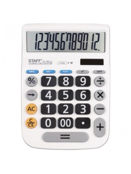 Калькулятор настольный STAFF PLUS DC-999-12 (194x136 мм), БОЛЬШИЕ КНОПКИ, 12 разрядов, двойное питание, 250425