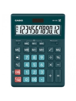 Калькулятор настольный CASIO GR-12С-DG (210х155 мм), 12 разрядов, двойное питание, ТЕМНО-ЗЕЛЕНЫЙ, GR-12C-DG-W-EP