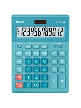 Калькулятор настольный CASIO GR-12С-LB (210х155 мм), 12 разрядов, двойное питание, ГОЛУБОЙ, GR-12C-LB-W-EP