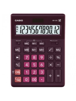 Калькулятор настольный CASIO GR-12С-WR (210х155 мм), 12 разрядов, двойное питание, БОРДОВЫЙ, GR-12C-WR-W-EP