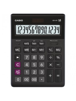 Калькулятор настольный CASIO GR-14T-W (210х155 мм), 14 разрядов, двойное питание, черный, GR-14T-W-EP