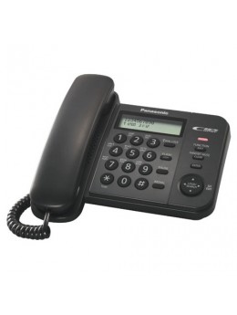 Телефон PANASONIC KX-TS2356RUB, черный, память 50 номеров, АОН, ЖК-дисплей с часами, тональный/импульсный режим