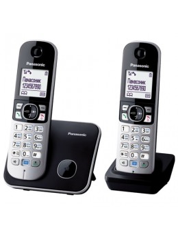 Радиотелефон PANASONIC KX-TG6812RUB + доп. трубка, память на 120 номеров, АОН, повтор, спикерфон, полифония, черный