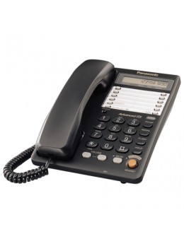 Телефон PANASONIC KX-TS2365RUB, память на 30 номеров, ЖК-дисплей с часами, автодозвон, спикерфон, черный