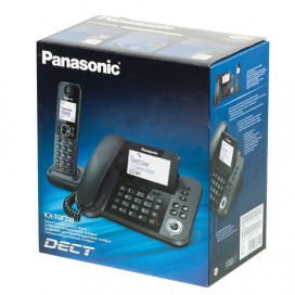 Радиотелефон PANASONIC KX-TGF310RUM + дополнительный проводной телефон, память на 100 ном, ЖК-диспл, АОН, повтор, спикерфон, серый