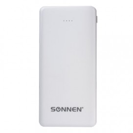 Аккумулятор внешний SONNEN POWERBANK V31, 12000 mAh, литий-полимерный, белый, 262757