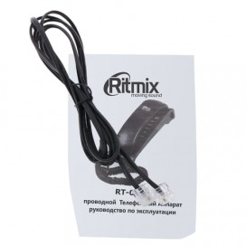 Телефон RITMIX RT-007 black, световая индикация звонка, мелодия удержания, черный, 15118345