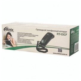 Телефон RITMIX RT-007 black, световая индикация звонка, мелодия удержания, черный, 15118345