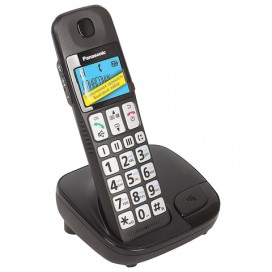 Радиотелефон PANASONIC KX-TGE110, память на 50 номеров, часы/будильник, черный