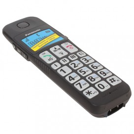 Радиотелефон PANASONIC KX-TGE110, память на 50 номеров, часы/будильник, черный