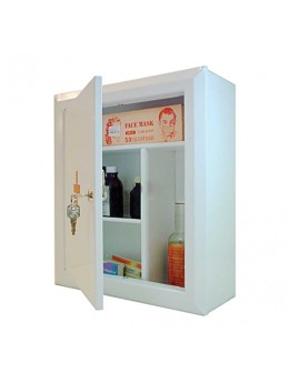 Шкафчик-аптечка металлический, навесной, внутренние перегородки, ключевой замок, 400x360x140 мм