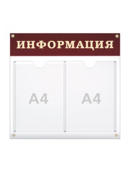 Доска-стенд 'Информация' (48х44 см), 2 плоских кармана формата А4, 290461