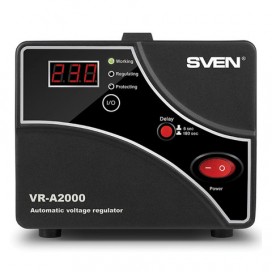 Стабилизатор напряжения SVEN VR-A2000, 2000ВА/1200 Вт, 2 розетки, входное напряжение 140-275 В, SV-014414
