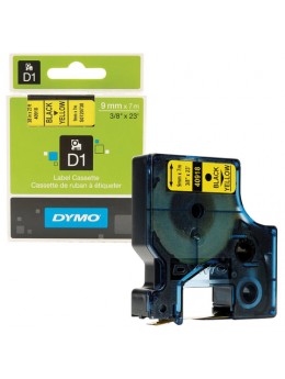 Картридж для принтеров этикеток DYMO D1, 9 мм х 7 м, лента пластиковая, чёрный шрифт, желтый фон, S0720730