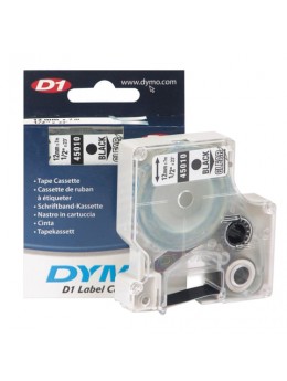 Картридж для принтеров этикеток DYMO D1, 12 мм х 7 м, лента пластиковая, чёрный шрифт, прозрачный фон, S0720500