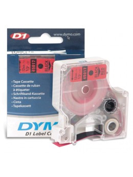 Картридж для принтеров этикеток DYMO D1, 12 мм х 7 м, лента пластиковая, чёрный шрифт, красный фон, S0720570