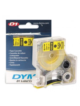 Картридж для принтеров этикеток DYMO D1, 12 мм х 7 м, лента пластиковая, чёрный шрифт, желтый фон, S0720580