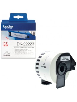 Картридж для принтеров этикеток BROTHER DK22223, 50 мм х 30,48 м, черный шрифт, белый фон, бумажный