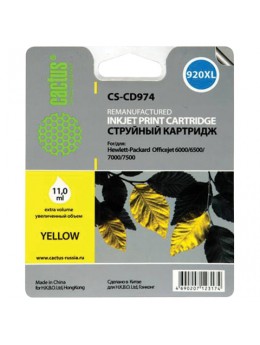 Картридж струйный CACTUS (CS-CD974) для HP Officejet 6000/6500/7000, желтый, 11 мл