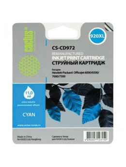 Картридж струйный CACTUS (CS-CD972) для HP Officejet 6000/6500/7000, голубой, 11 мл Картридж струйный CACTUS (CS-CD972) для HP Officejet 6000/6500/7000, голубой, 11 мл