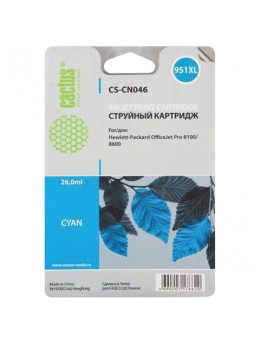 Картридж струйный CACTUS (CS-CN046) для HP OfficeJet 8100/ 8600, голубой, 26 мл