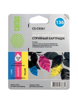 Картридж струйный CACTUS (CS-C9361) для HP Officejet 6313/Photosmart C3183, цветной, 12 мл