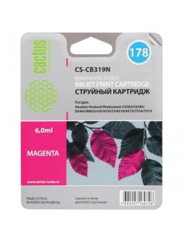 Картридж струйный CACTUS (CS-CB319/N) для HP Photosmart C6383/D5463, пурпурный, 6 мл, CS-CB319(N)