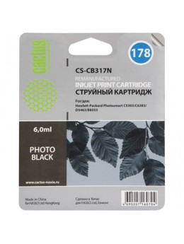 Картридж струйный CACTUS (CS-CB317/N) для HP Photosmart C6383/D5463, фото черный, 6 мл, CS-CB317(N)