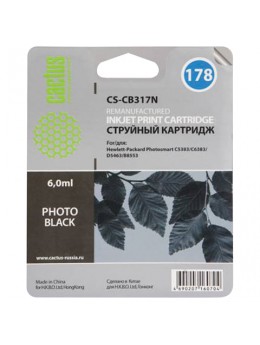 Картридж струйный CACTUS (CS-CB317/N) для HP Photosmart C6383/D5463, фото черный, 6 мл, CS-CB317(N) Картридж струйный CACTUS (CS-CB317/N) для HP Photosmart C6383/D5463, фото черный, 6 мл, CS-CB317(N)