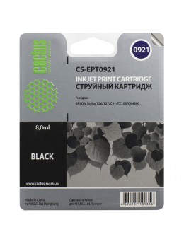Картридж струйный CACTUS (CS-EPT0921) для EPSON Stylus C91/CX4300/T26/T27/TX106, черный Картридж струйный CACTUS (CS-EPT0921) для EPSON Stylus C91/CX4300/T26/T27/TX106, черный