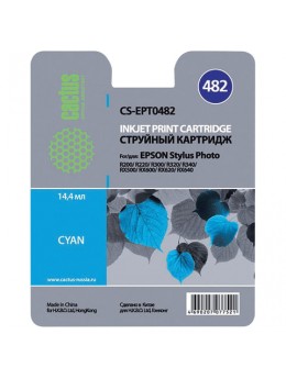 Картридж струйный CACTUS (CS-EPT0482) для EPSON Stylus Photo R200/R300/RX500, голубой Картридж струйный CACTUS (CS-EPT0482) для EPSON Stylus Photo R200/R300/RX500, голубой