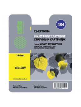 Картридж струйный CACTUS (CS-EPT0484) для EPSON Stylus Photo R200/R300/RX500, желтый