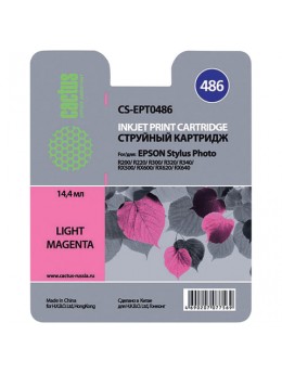 Картридж струйный CACTUS (CS-EPT0486) для EPSON Stylus Photo R200/R300/RX500, светло-пурпурный Картридж струйный CACTUS (CS-EPT0486) для EPSON Stylus Photo R200/R300/RX500, светло-пурпурный