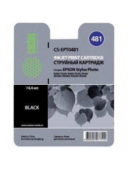 Картридж струйный CACTUS (CS-EPT0481) для EPSON Stylus Photo R200/R300/RX500, черный