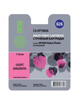 Картридж струйный CACTUS (CS-EPT0826) для EPSON Stylus R270/R390/ RX590, светло-пурпурный Картридж струйный CACTUS (CS-EPT0826) для EPSON Stylus R270/R390/ RX590, светло-пурпурный