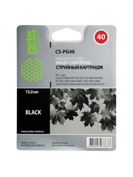 Картридж струйный CACTUS (CS-PG40) для CANON Pixma iP1200/1600/MP150/160/170, черный Картридж струйный CACTUS (CS-PG40) для CANON Pixma iP1200/1600/MP150/160/170, черный