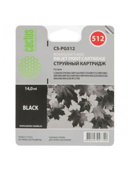 Картридж струйный CACTUS (CS-PG512) для CANON Pixma MP240, черный Картридж струйный CACTUS (CS-PG512) для CANON Pixma MP240, черный
