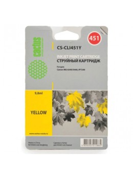 Картридж струйный CACTUS (CS-CLI451Y) для CANON Pixma iP7240, желтый Картридж струйный CACTUS (CS-CLI451Y) для CANON Pixma iP7240, желтый