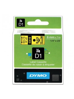 Картридж для принтеров этикеток DYMO D1, 6 мм х 7 м, лента пластиковая, чёрный шрифт, желтый фон, S0720790