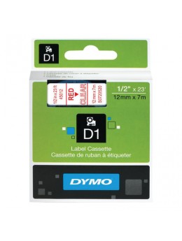 Картридж для принтеров этикеток DYMO D1, 12 мм х 7 м, лента пластиковая, красный шрифт, прозрачный фон, S0720520