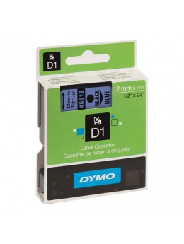 Картридж для принтеров этикеток DYMO D1, 12 мм х 7 м, лента пластиковая, чёрный шрифт, голубой фон, S0720560