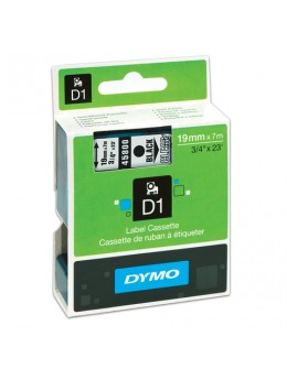 Картридж для принтеров этикеток DYMO D1, 19 мм х 7 м, лента пластиковая, чёрный шрифт, прозрачный фон, S0720820